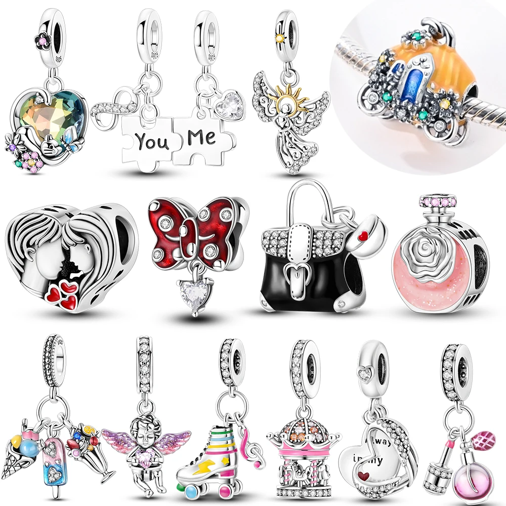 925 فضة أنت لي حقيبة العطور قلادة جالبة للحظ الخرز مجوهرات صالح الأصلي 925 سوار للنساء لتقوم بها بنفسك هدية الطرف