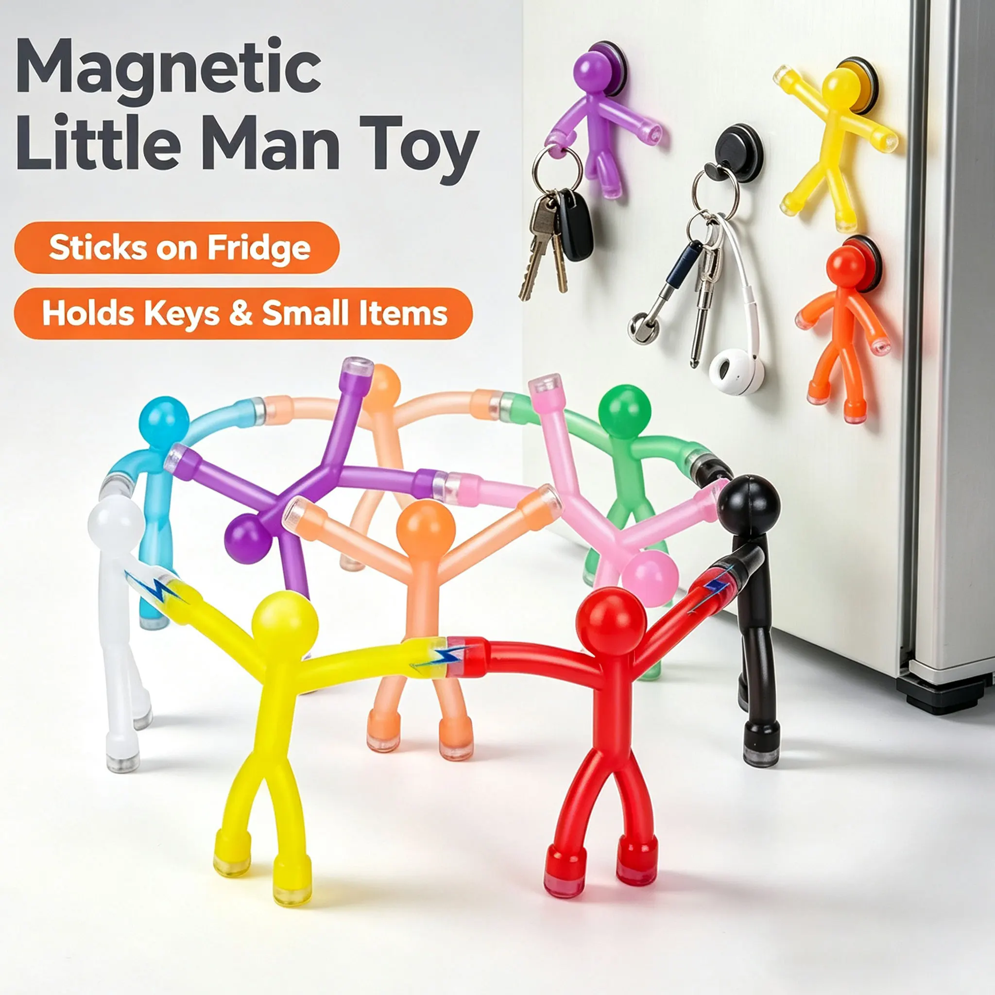 10/5/3/1Pc Refrigerator Magnets Mini Man Flexible Fridge Magnetic Sticker Mini Colorful Fridge Magnet Man for Home Office Decor