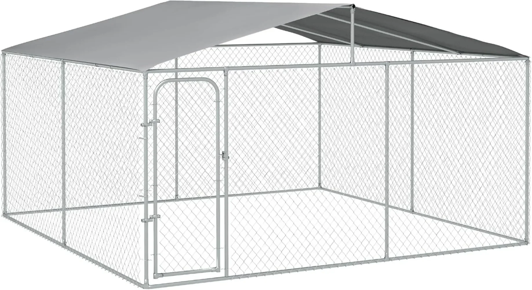 

Large Dog Kennel Outside, Heavy Duty Dog Cage with Waterproof Cover, Outdoor Fence Dog Run with Galvanized Chain Link