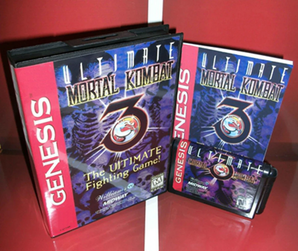 Ultimate Mortal Kombat 3 with Box and Manual Cartridge for 16 bit Sega MD game card Megadrive Genesis system