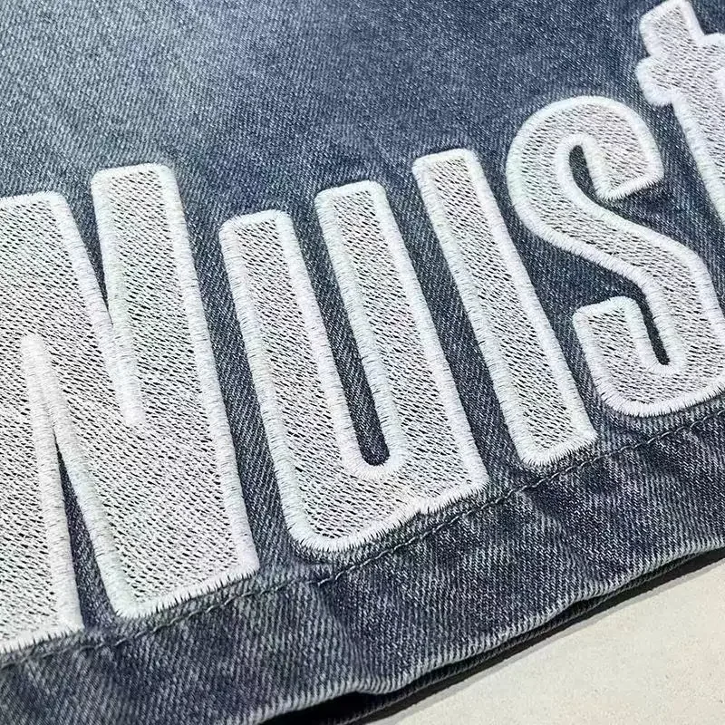 Male Denim Shorts Wide Drawstring Graphic Loose Men\'s Short Jeans Pants Baggy Harajuku Thin Xl Korean Fashion New in Cut Blue