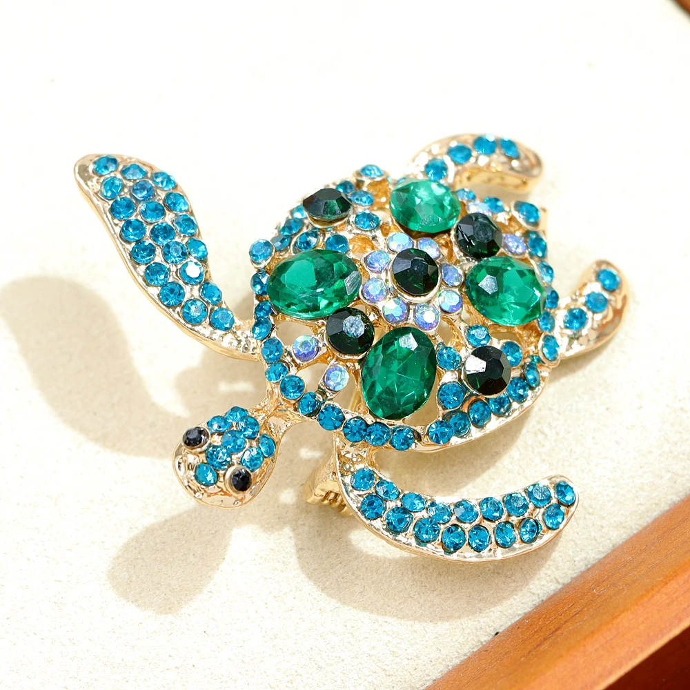 CINDY XIANG Rhinestone Sea Turtle Brooches For Women Animal Design