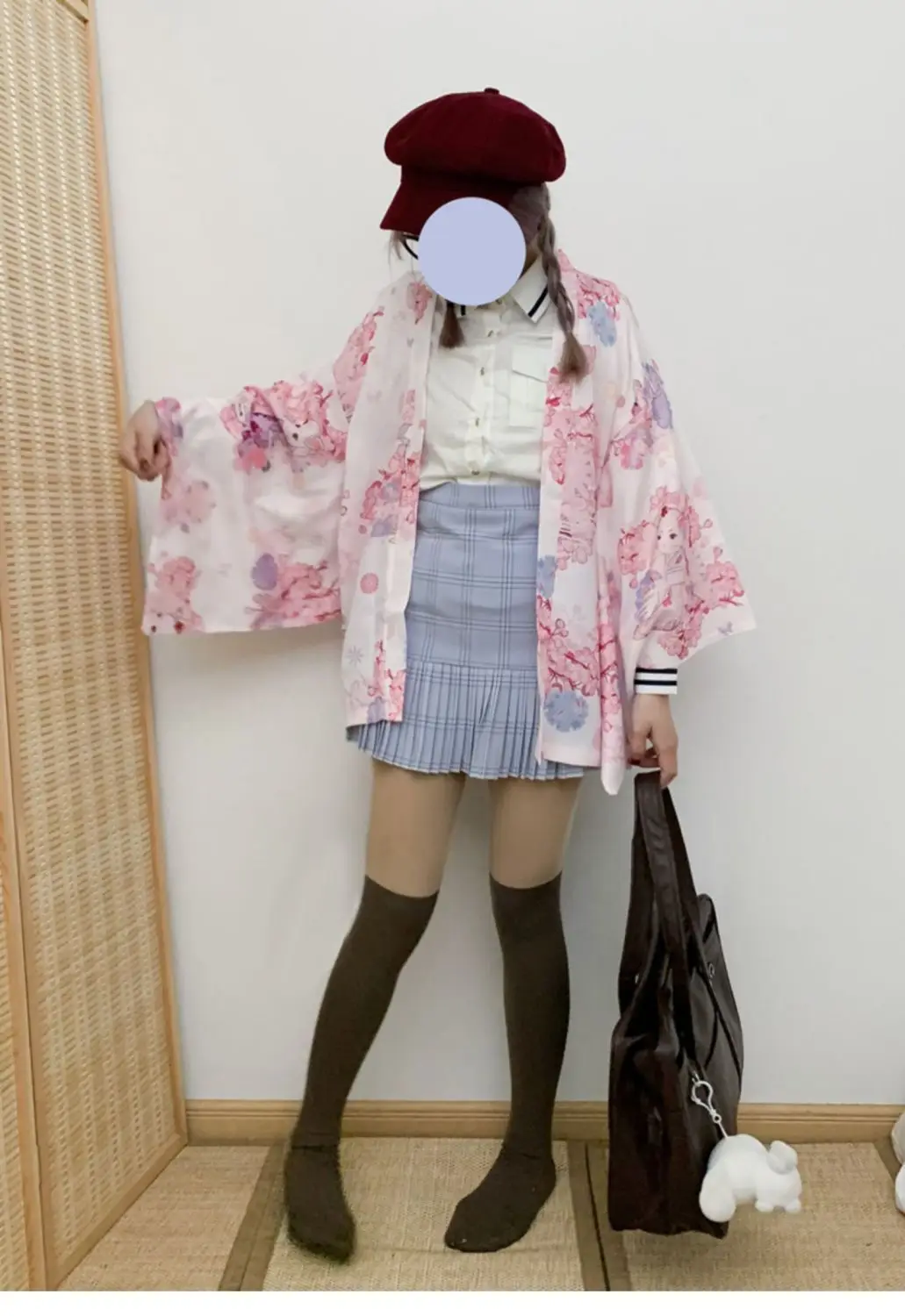 cos anime girl Japanese-style sun-proof coat vintage lolita cherry blossom cat Japanese-style haori yukata thin version