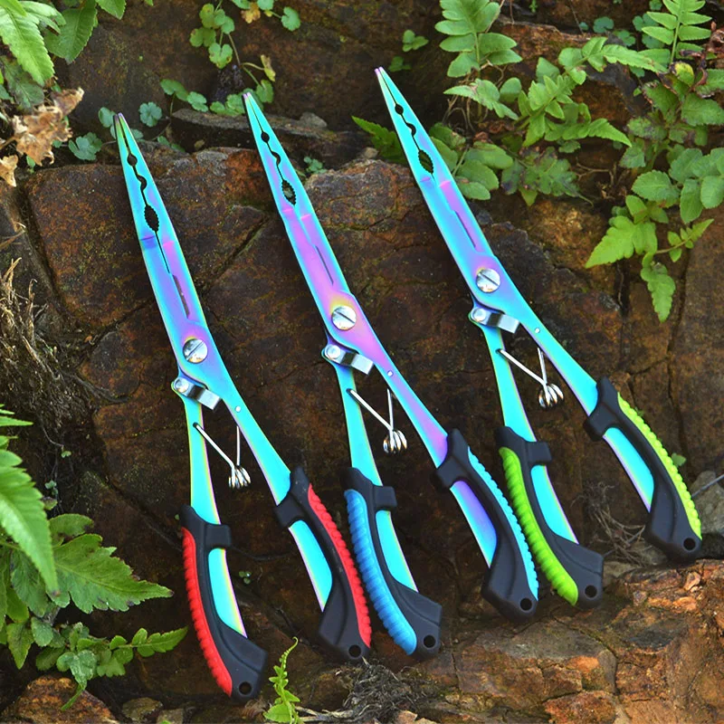 Multifunctional Fishing Pliers Ergonomics Anti-slip Lure Pliers Straight Nose Color Titanium Tied Hooks Angling Equipment