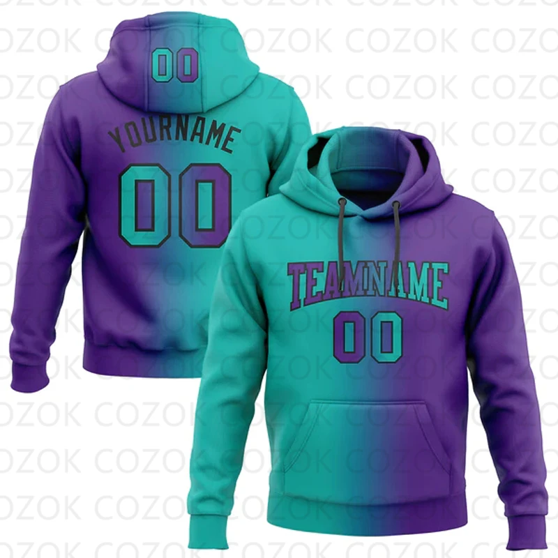Customized Hoodie Blue Color splicing Jersey 3D Printed  Unisex Pullovers Hoodie Casual Sweatshirts