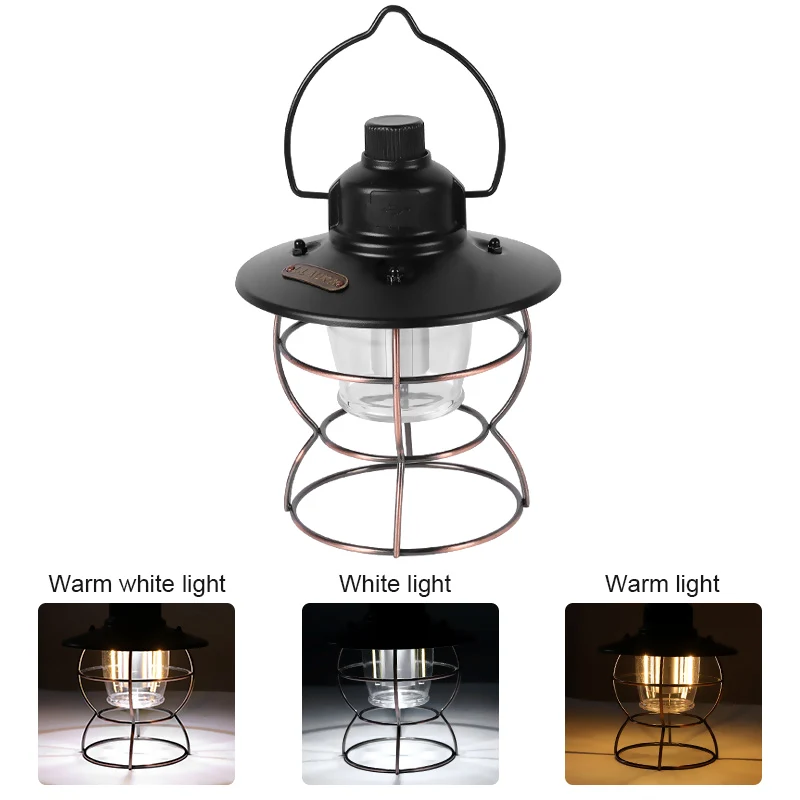 Portable Retro Lantern 2700-6000K Color Temperature USB Rechargeable Flashlight 4 Hours Long Battery Life with Power Bank