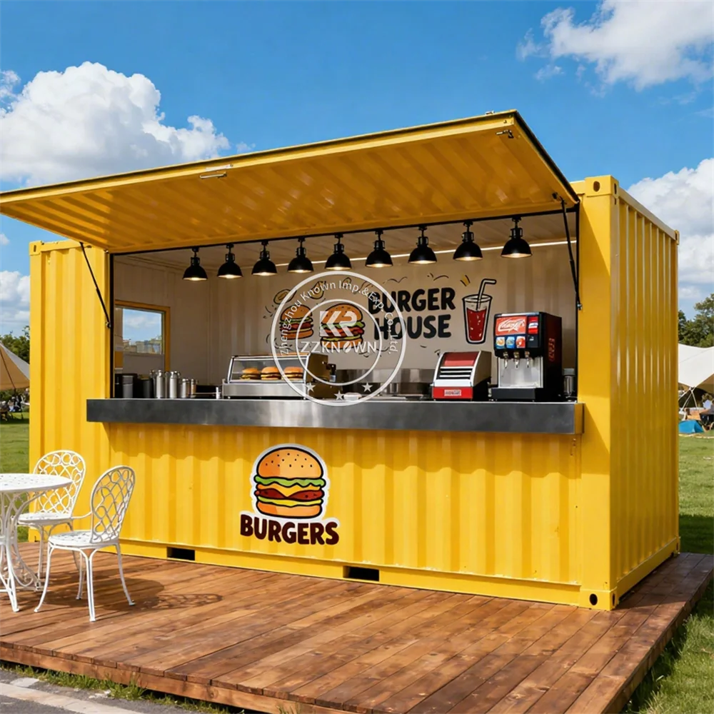 Prefabricated Mobile Container Restaurant Coffee Shop Snack Bar Customizable Modular Container Kitchen Food Kiosk For Sale