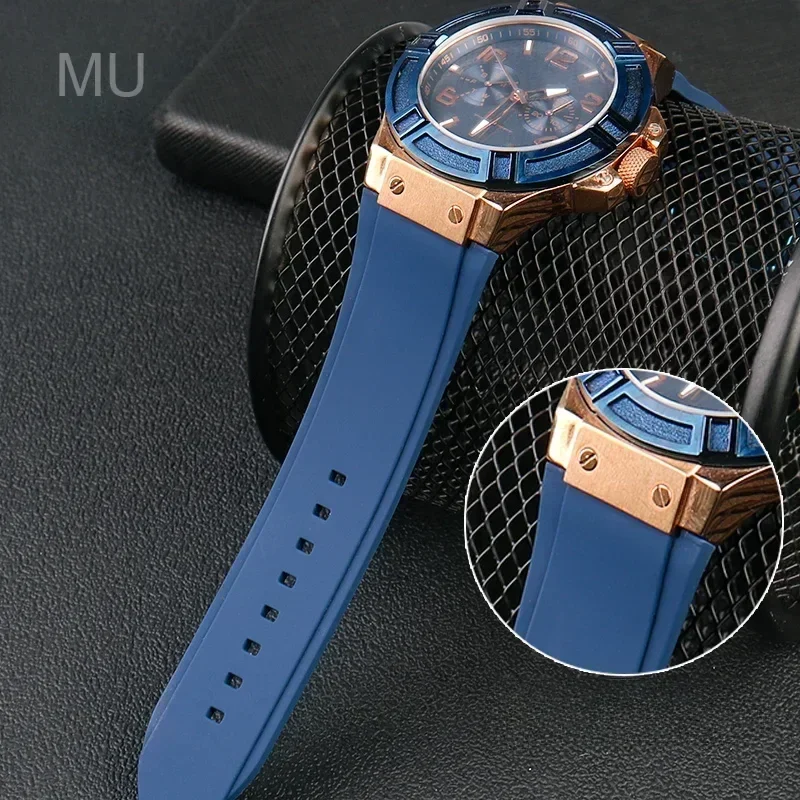 أربطة ساعة سيليكون مرنة للترفيه ، مقاومة للعرق جيدة التهوية ، تخمين W0247g3 W0040g3 W0040g7 سلسلة ، 22 حزام