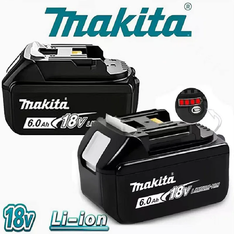 100% Original 18V Makita 5Ah 6Ah Powerful Tool Battery+Charger, For DDF487 Lithium Rechargeable Impact Drill Household