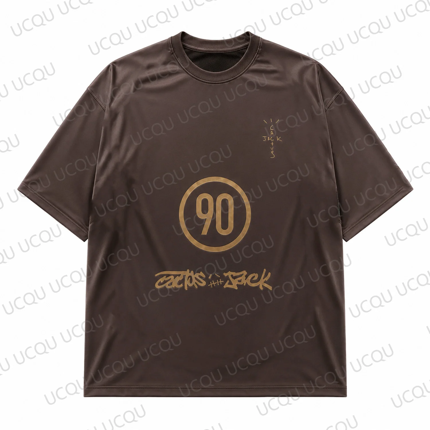 

2026 New Summer Cactus Jack 90 Signature Print T Shirt Brown Oversized Casual Tee Hip Hop Fan Top Adults Kids