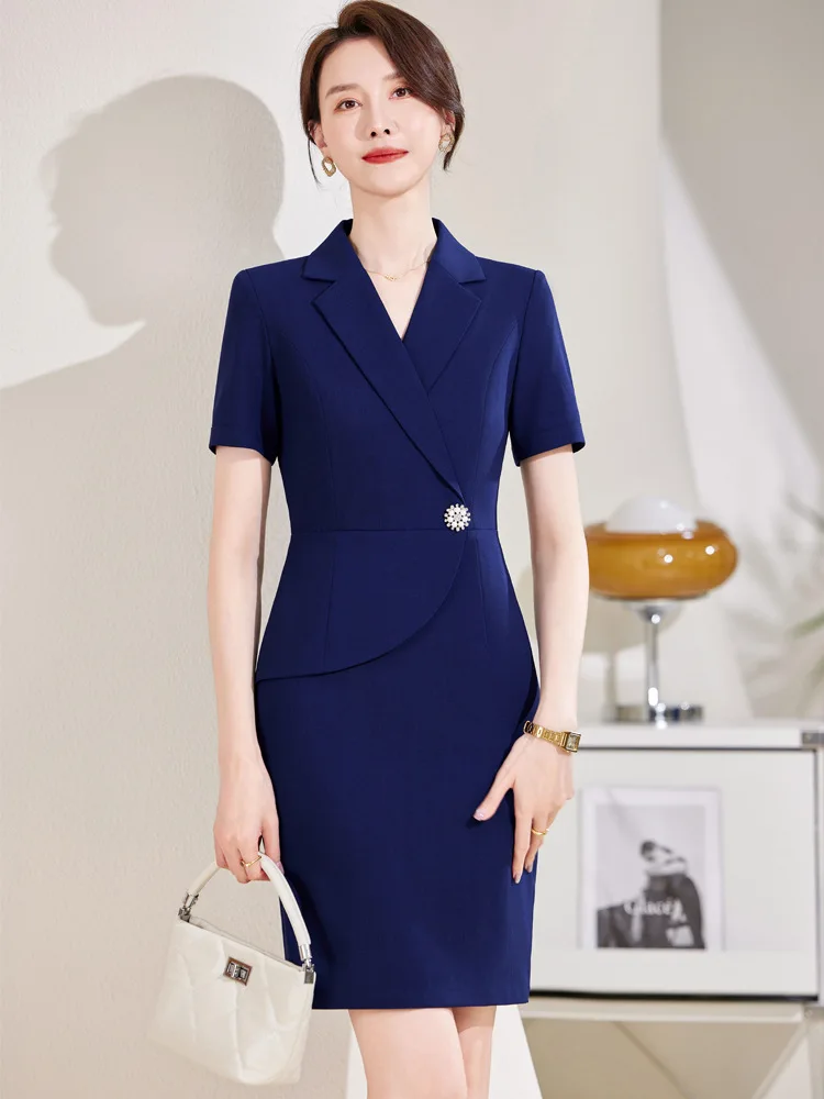 

Black Business Dress Women's Summer2024New High Sense Hotel Reception Work Clothes Beauty Salon Another