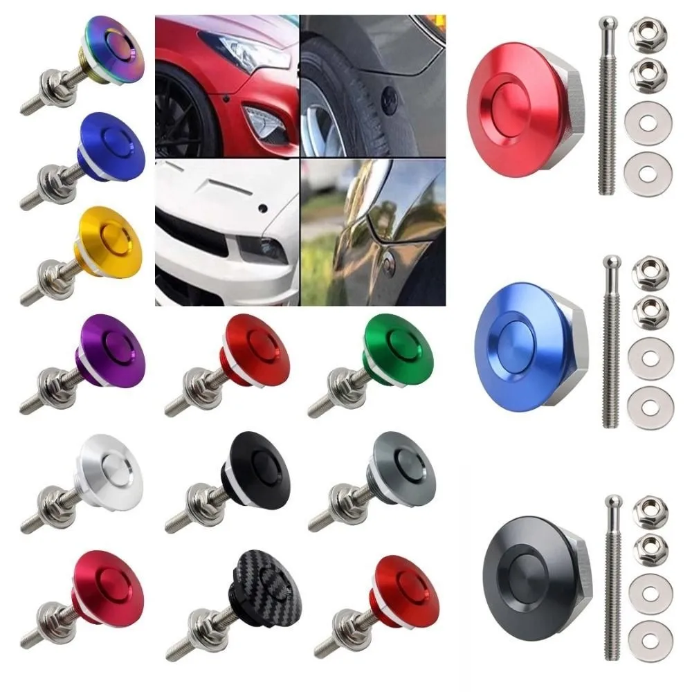 1set Carbon Fiber Pattern Quick Latch Hood Pins Lock 32mm Universal Quick Release Fasteners Lock Aluminum Alloy