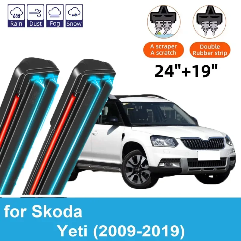 

2PCS Car Wiper Blades for 2009-2019 Skoda Yeti Front Windscreen Windshield Double Rubber Car Accessories 2016 2017 2018 2019