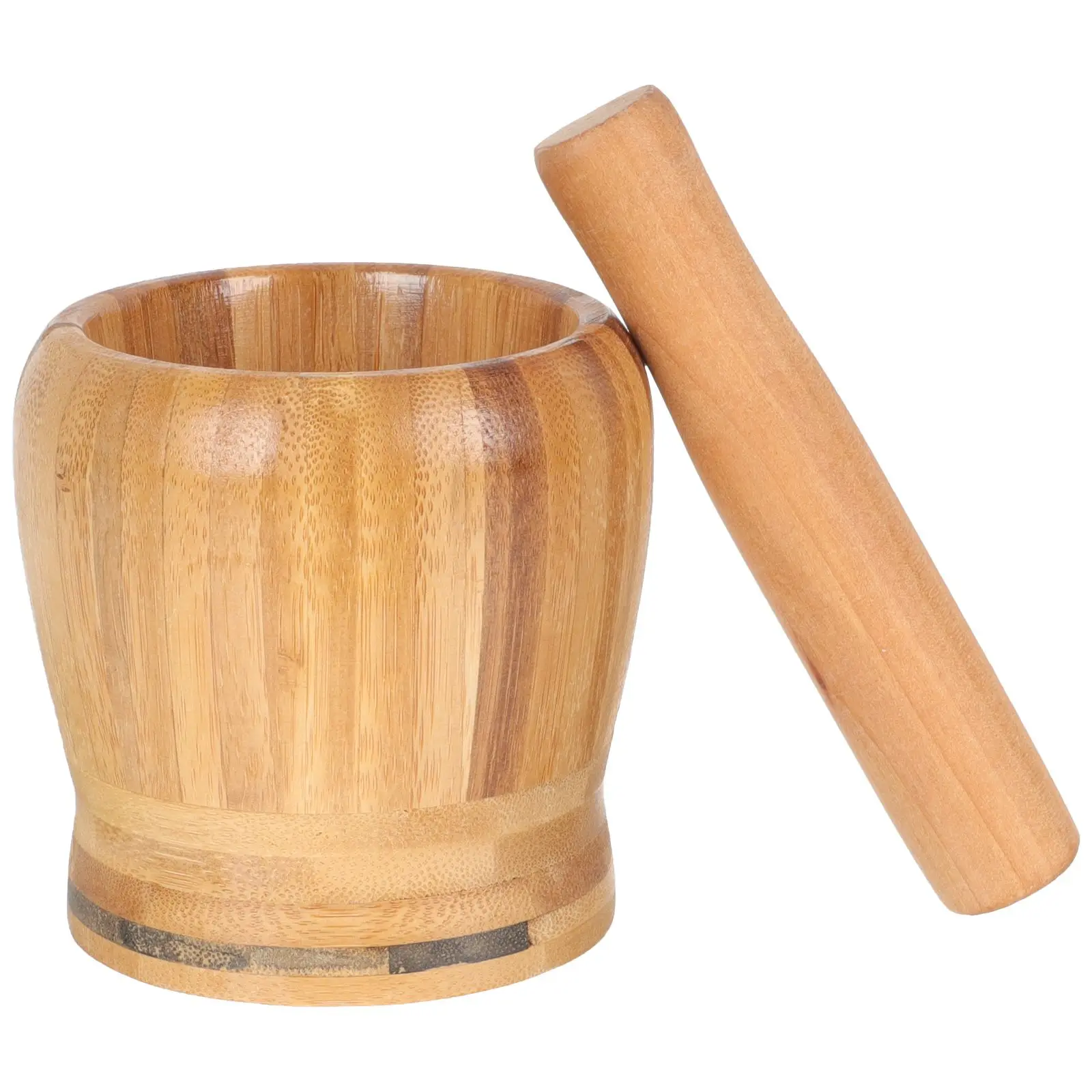 

Garlic Masher Bamboo Grinder Manual Pestle Black Pepper Bowl Small Pestle Set Kitchen Tool Bamboo Grinding Bowl