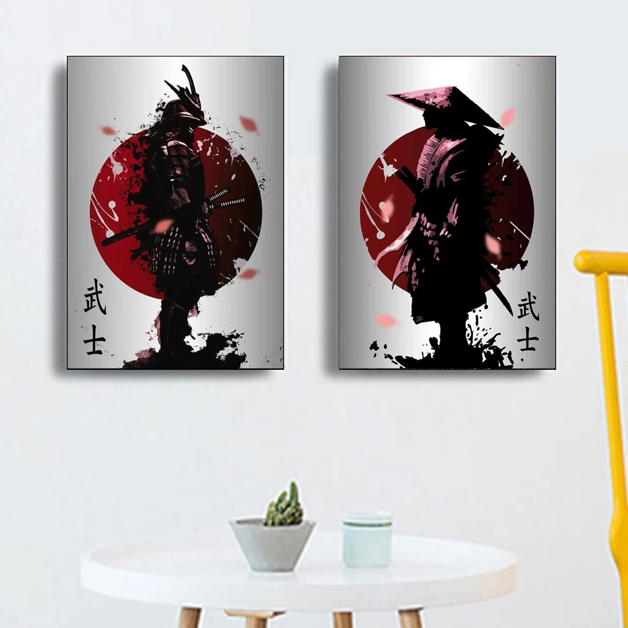 Japanese Samurai Warrior Poster Ronin Samurai Art Canvas Painting Bushido Wall Print Picture for Living Room Home Decor