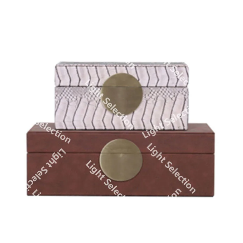 

Light luxury storage box ornament home model room ornament decorative ornament leather jewelry vanity retro