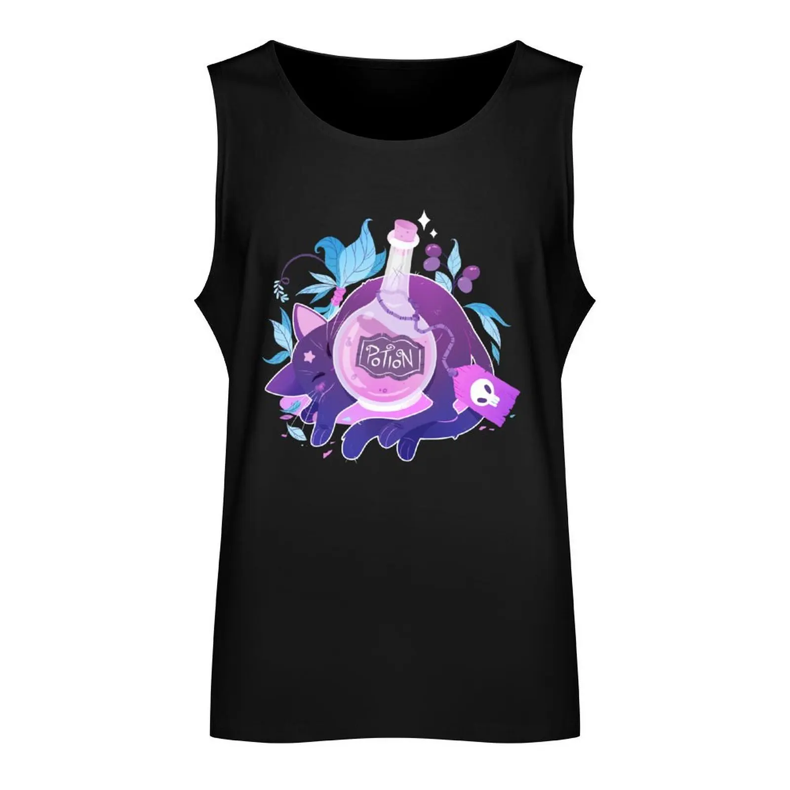 Potion Cat Tank Top Gym T-shirts for men Male vest vest men