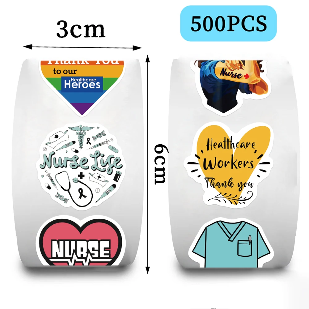 Pegatinas de dibujos animados de enfermera para niños, pegatinas de recompensa, pegatinas de animación para guardería, escuela, estudiantes, profesores, lindos juguetes clásicos, 500 piezas