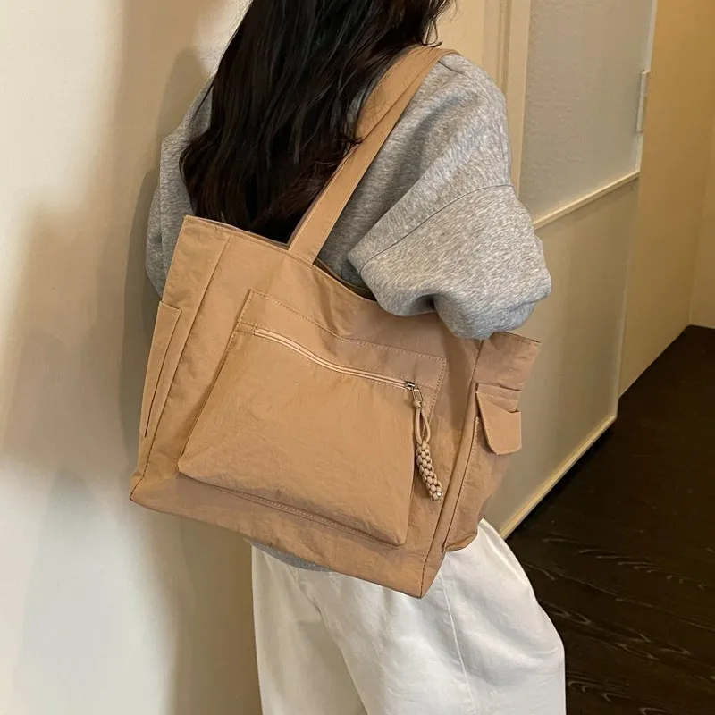 Custom Printed Logo Women's Fashion Shoulder Bag Nylon Lightweight Tote Bag Large Capacity Versatile Commuter Shopping Bags