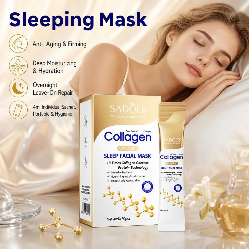 SADOER Anti‑Aging Sleep Facial Mask 10X Collagen Advanced Aging Formula Intensive Hydration Targets Sagging Skin and Fine Lines