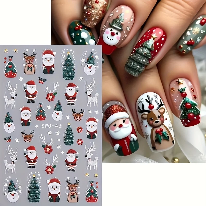 3pcs Static Christmas Window Decals Santa Claus Reindeer Sleigh Stickers Xmas Gift Bell Clings for Home Glass Door Decorations