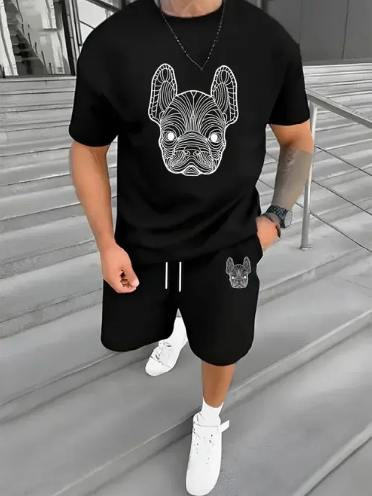 

Summer Men's Quick Dry Casual Short Sleeve T-Shirt And Shorts Set City Street Fashion Running Sports 2-Piece Suit