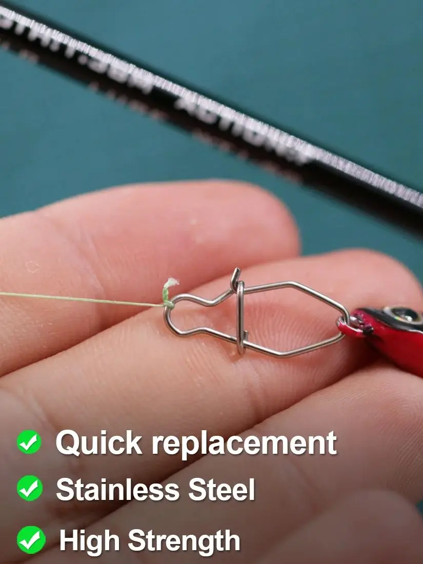 9KM 50 pièces pince à pression de pêche en acier inoxydable connecteur de leurre de pêche Duo Lock boutons-pression rapides pêche d'eau douce manivelle Snap attirail