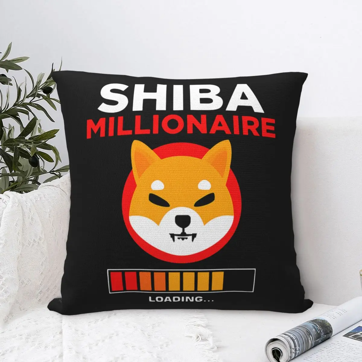 Shiba Inu Coin Token Shib Army HODL Crypto Pillowcases Home SHIB Millionaire Loading Cushion Cover Decorative Pillow Cover