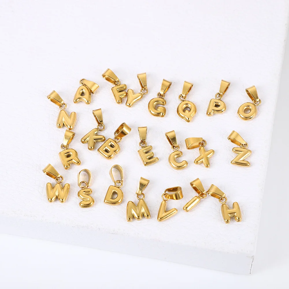 New ins Stainless Steel Mini Bubble Letter Charm For Women Girl Fashion 26 Letters A-Z Pendant Accessories DIY Jewelry Gift