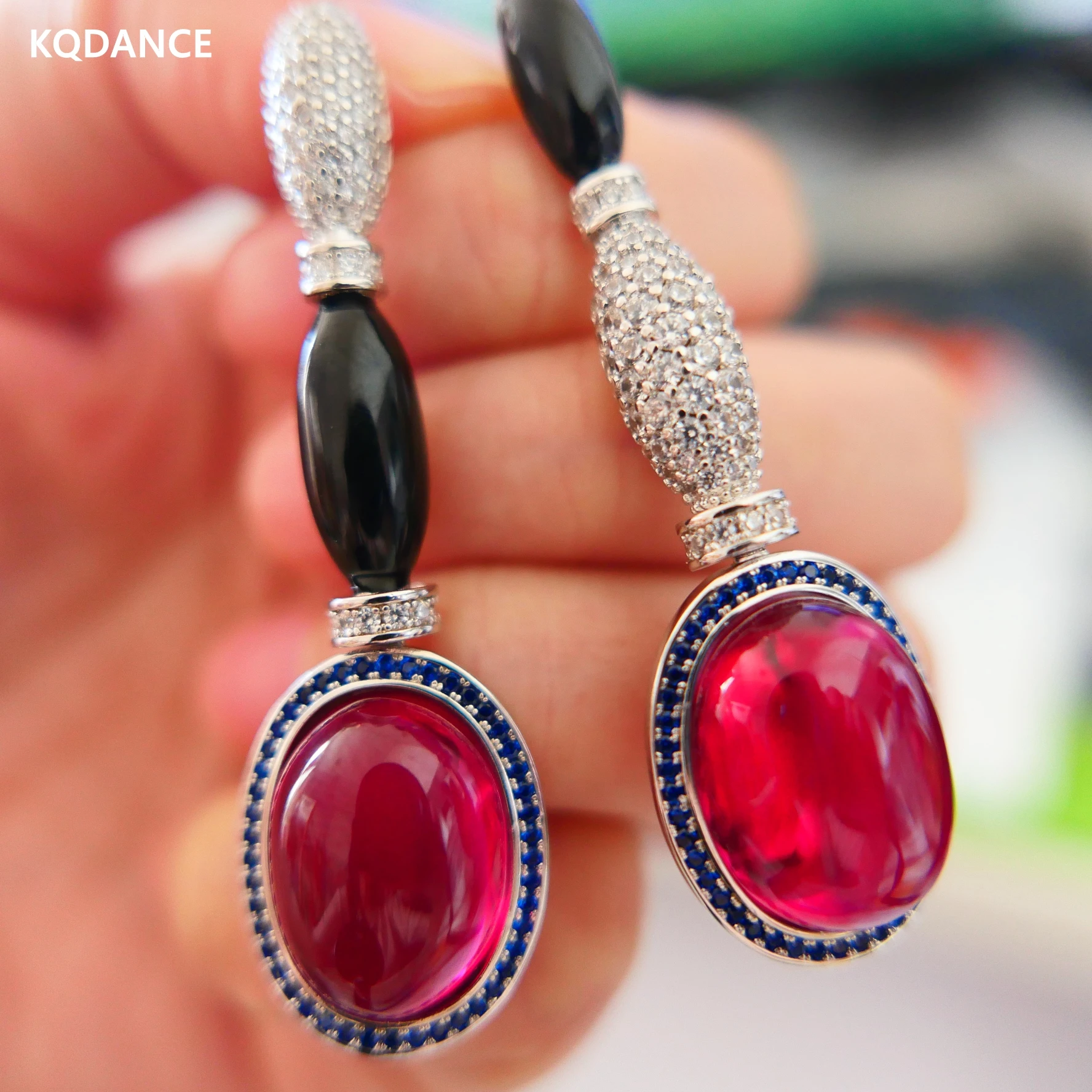 kqdance-luxury-large-black-resin-cz-diamond-oval-egg-cut-ruby-red-pearl-long-drop-earrings-with-925-silver-needle-jewelry-woman