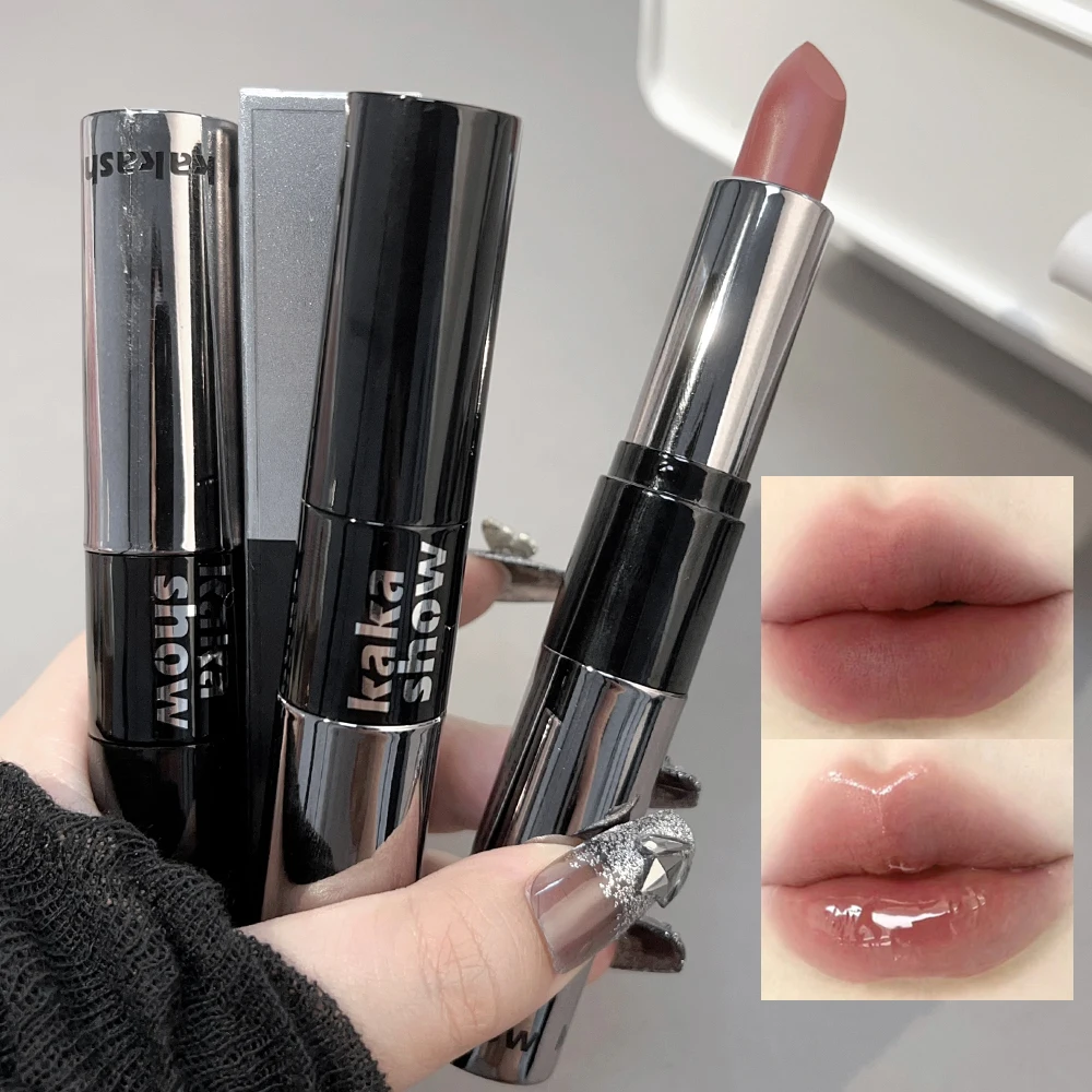 Matt Lipstick & Clear Lip Gloss 2 in 1 Set Long Lasting High Pigment and Shine Lip Finish Waterproof Kiss-Proof Up To 24H Wear