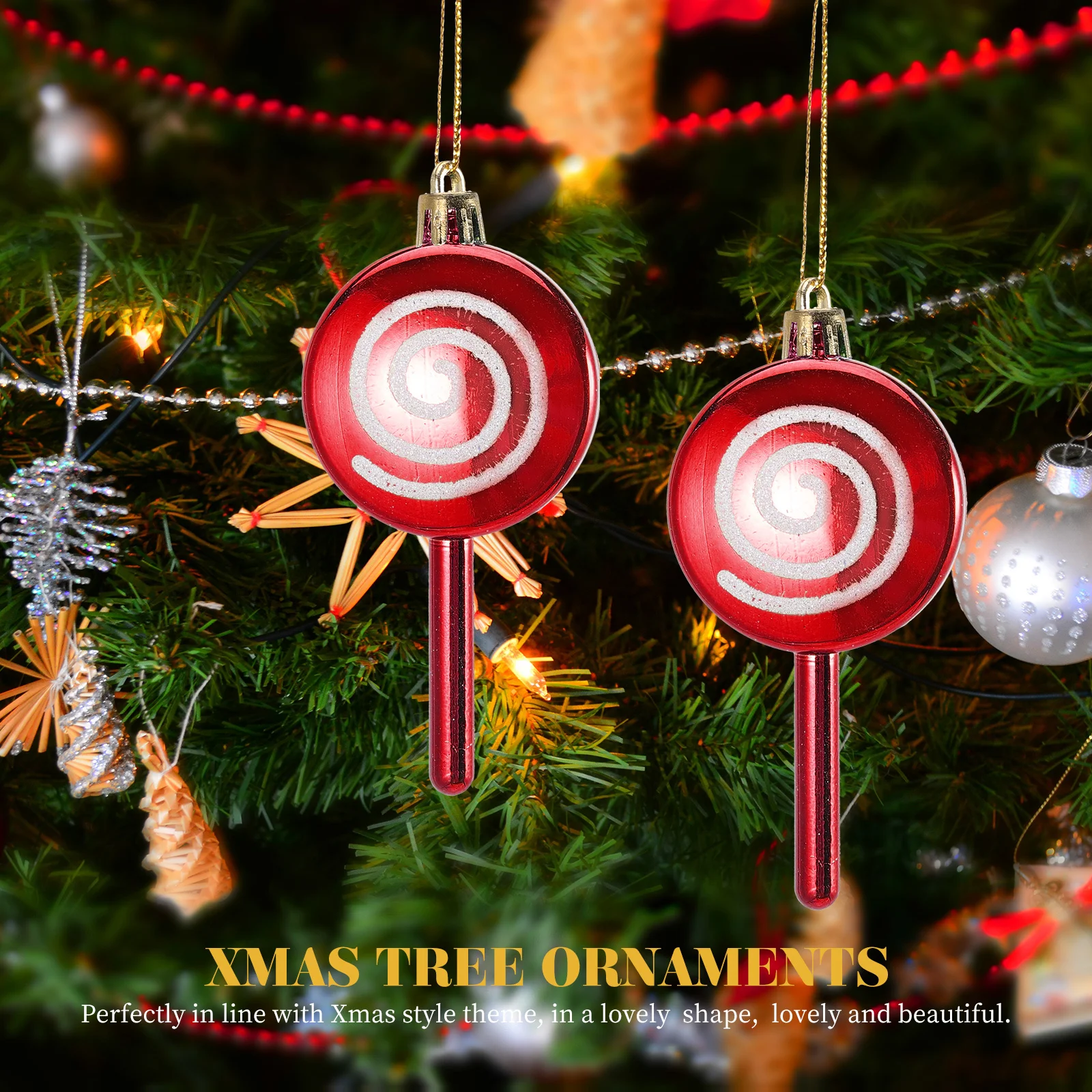 

6Pcs Christmas Candies Pendants Xmas Tree Decoration Lightweight Hanging Ornaments for Party Christmas Tree Decoration