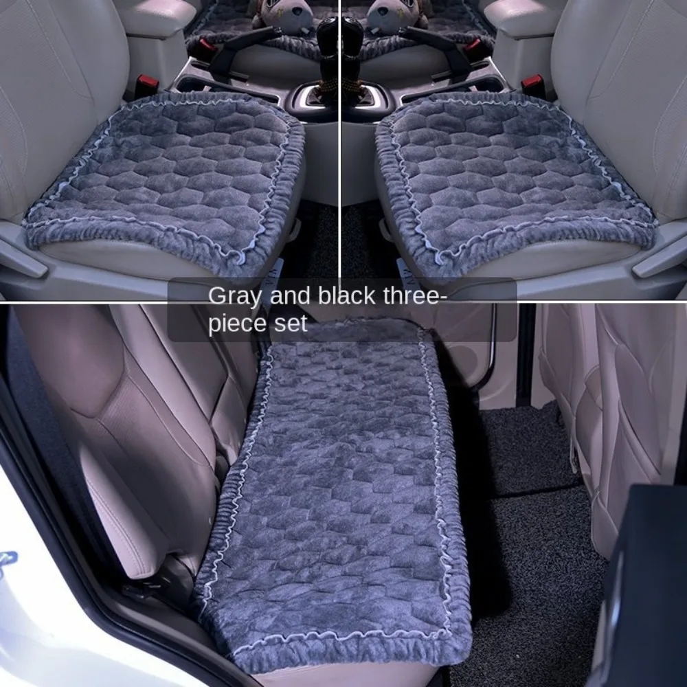 

3 Pcs Universal Plush Car Seat Cushion Thick Warm Square Cushion Soft Non-slip Car Seat Covers Winter