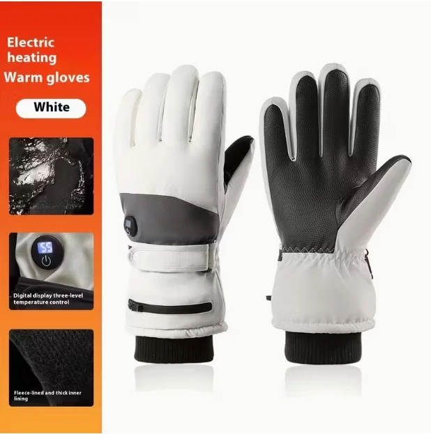 Guantes calefactores eléctricos de invierno para hombre, batería de 3000 mAh, recargables, 3 configuraciones de temperatura, duración de la batería de hasta 3-6 horas, 55 ° Calefacción envolvente tipo C. Impermeable y antideslizante. para trabajos al aire libre, esquí y viajes. Artículos esenciales para mantenerse abrigado.