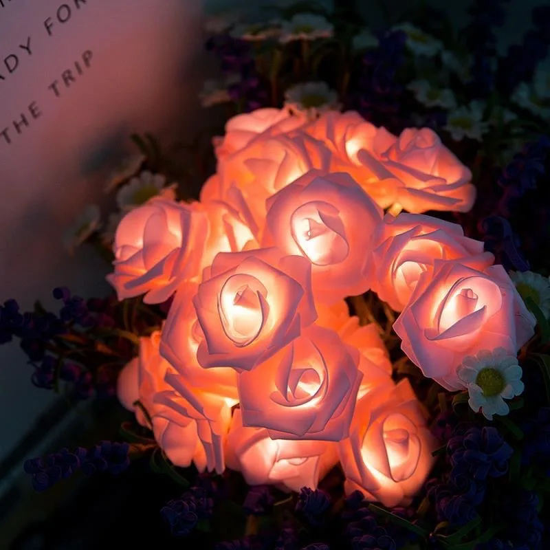 3M 20LEDs Artificial Rose Flower String Light Battery Powered Wedding Fairy Garland Room Decoration Ramadan 2026 Valentine's Day