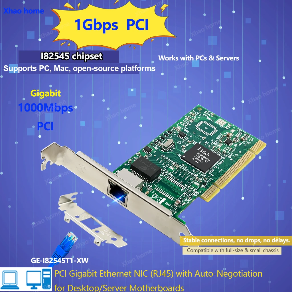 

I82545 Gigabit Ethernet Card Dual Ports RJ45 1G PCI Network Cards Adapter I82540/I82546 Chips NIC for Server/Workstation/Desktop