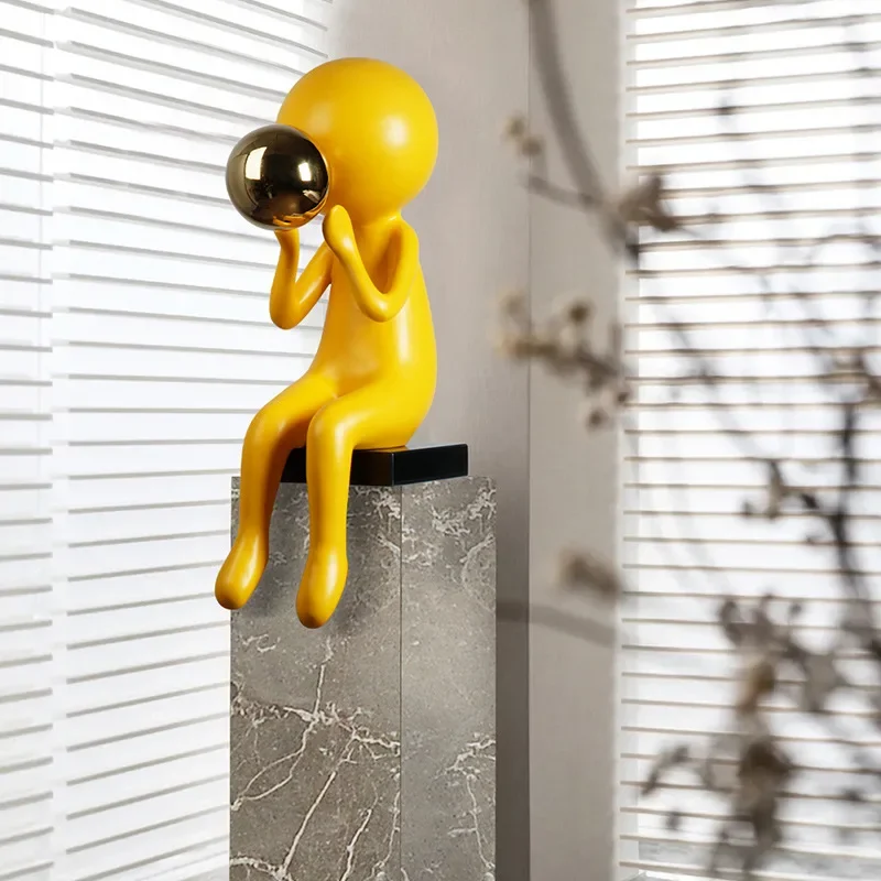 TAO Cartoon yellow character sculpture hotel sales office model room abstract creative floor ornament
