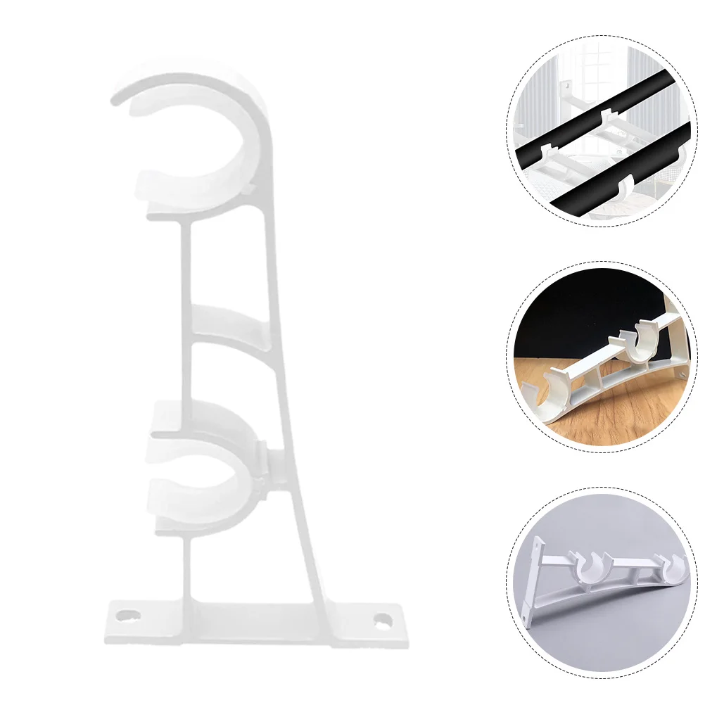 

4pcs Black Dual Curtain Bracket Wall Mount Iron Support Sturdy Double Bracket Holder For Curtains Roman Rods Curtain Rod