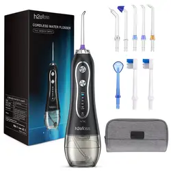 H2ofloss hf-6 dental cordless oral 5 nozzle tips irrigator portable electric water flosser for teeth cleaning health