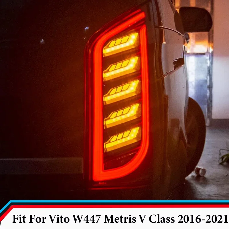 

Автомобильные задние фонари в сборе, подходят для Vito W447 Benz V Class 2016-2021, задние противотуманные фары, динамический указатель поворота, стоп-сигналы заднего хода