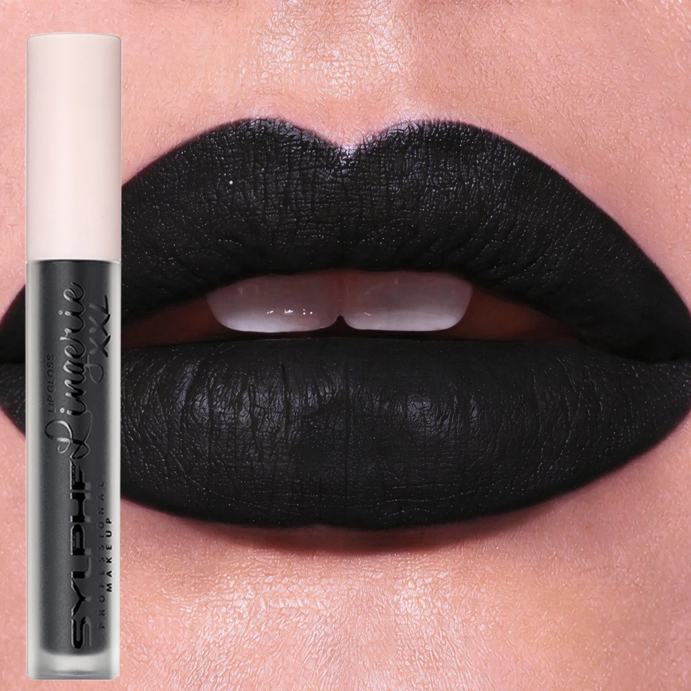 Black matte lip gloss, easy to apply, waterproof, gothic style, Halloween lip gloss