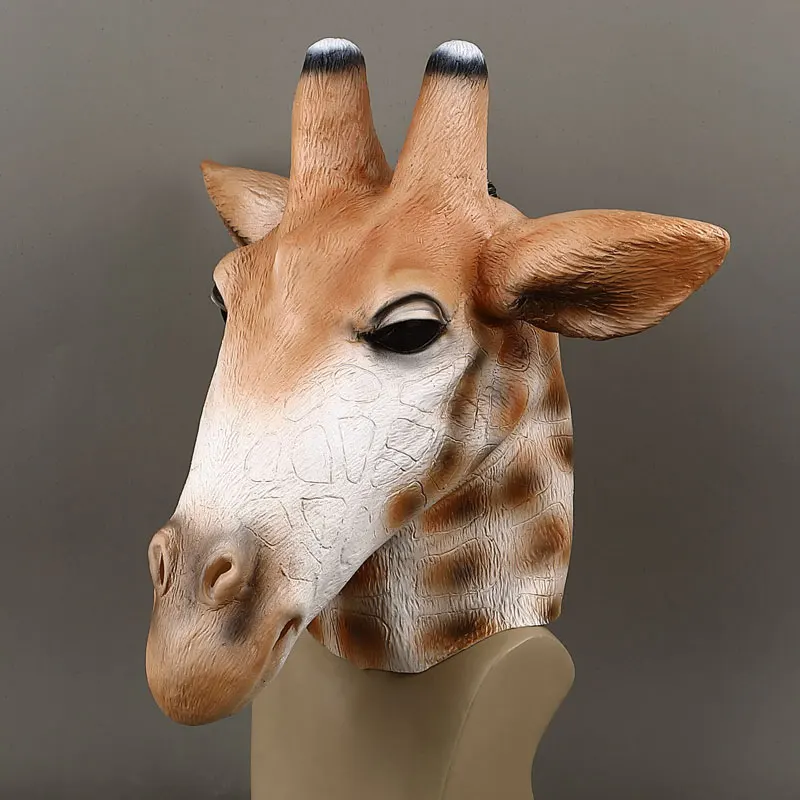 Sika Herten Masker Dier Gevlekte Herten Volledige Over Hoofd Giraffe Masker Latex Cervus Kostuum Rekwisieten Deluxe Maskerade Partij Carnaval Masker
