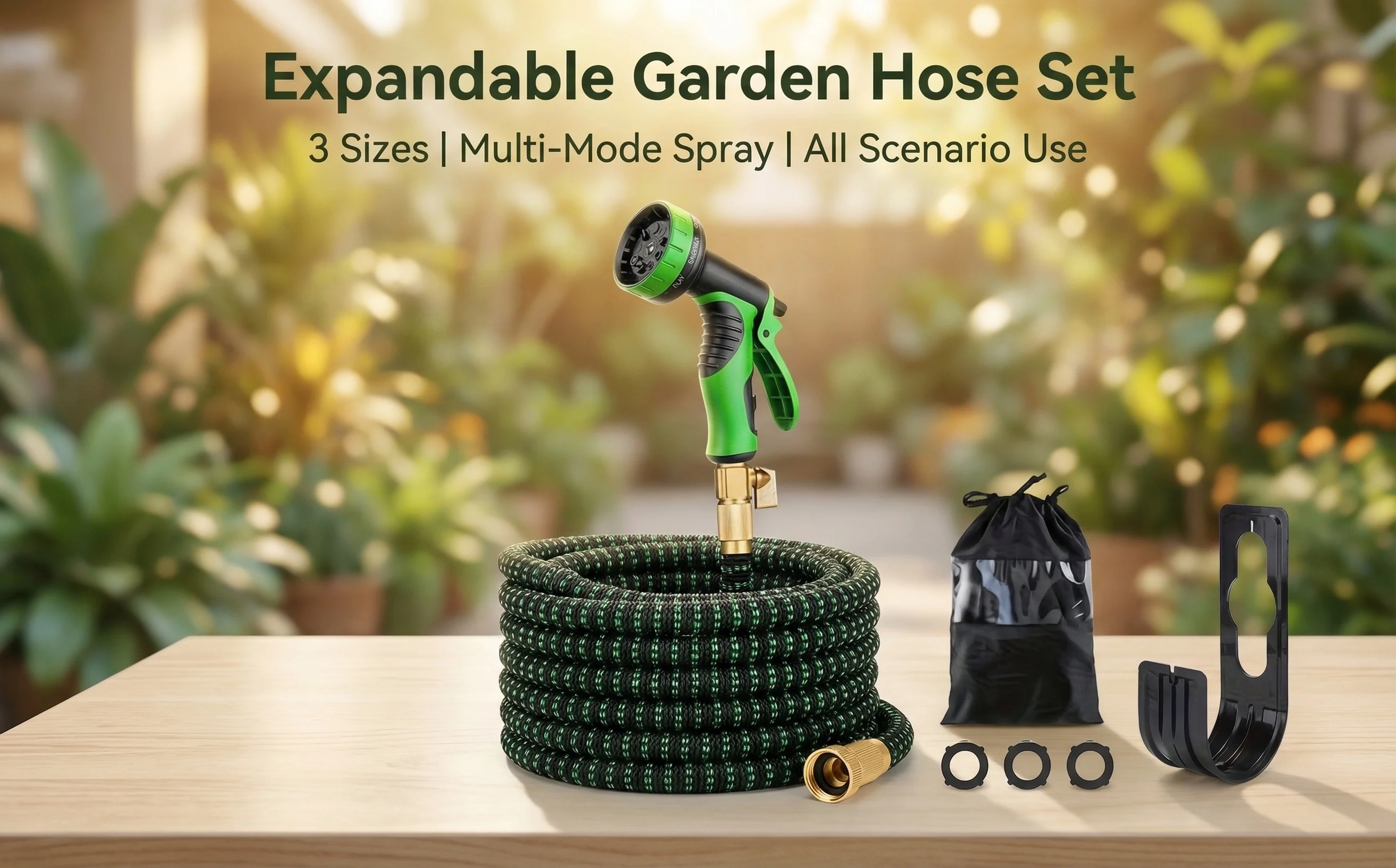 

Растягивающийся садовый шланг стандарта США, многофункциональная насадка для очистки под высоким давлением, набор садовых шлангов, бытовой водяной шланг