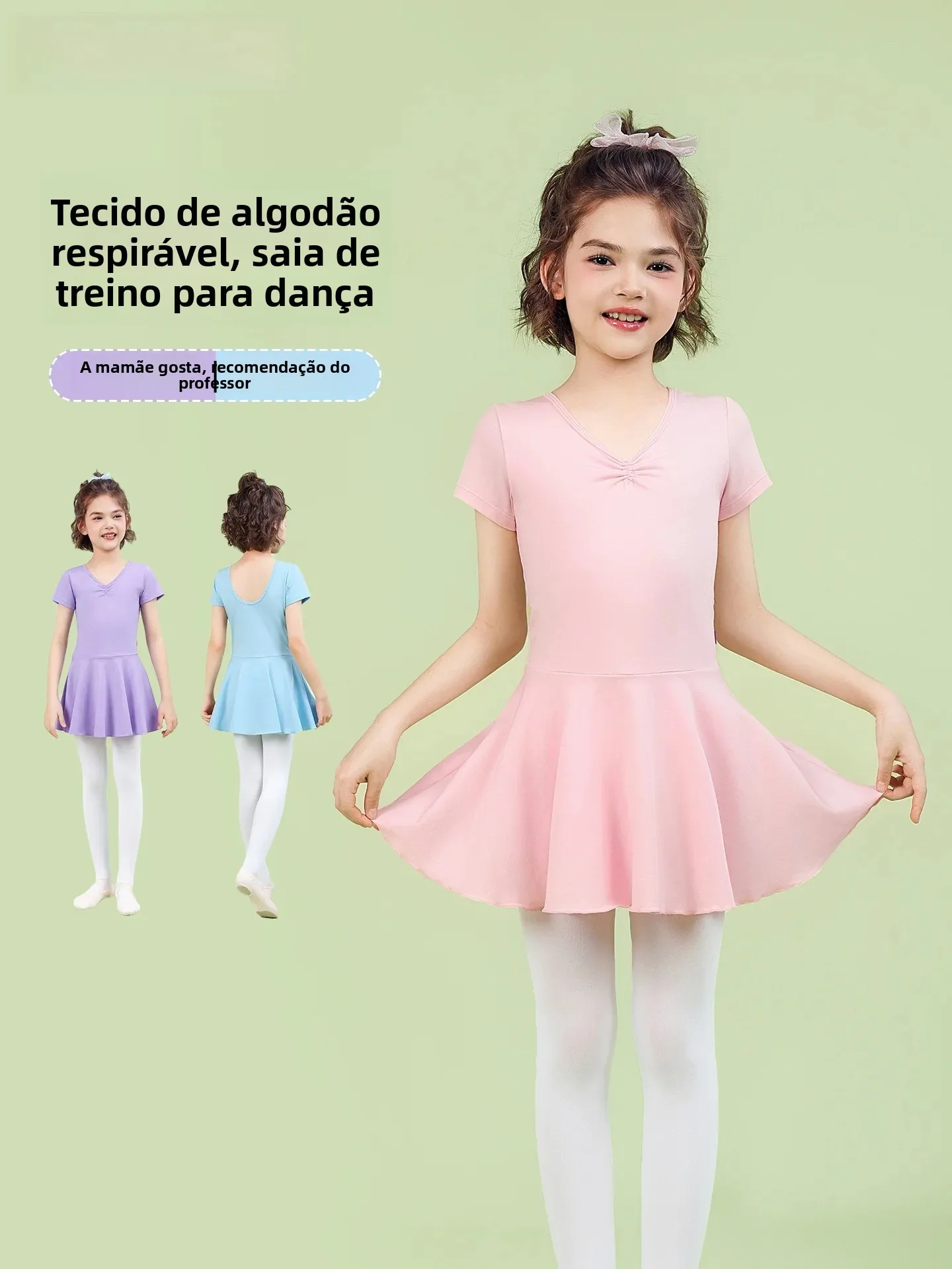 2026-new-children's-ballet-dance-suit-short-sleeve-one-piece-practice-uniform-cotton-spandex-breathable-v-neck-color