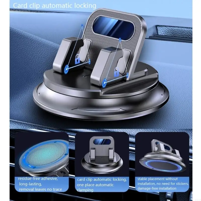 Car Dashboard Mount Cellphone Holder Adhesive 360 Rotating Phone Stand 