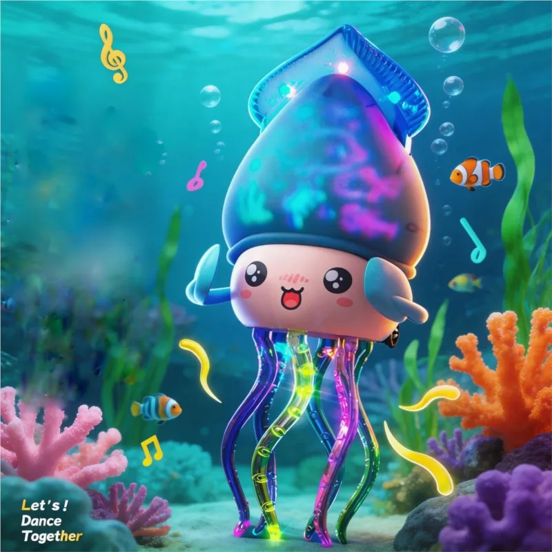 New Electric Dancing Squid Octopus Toy Inductive Automatic Obstacle Avoidance Light Up Music Kids Stress Relief Interactive Toy