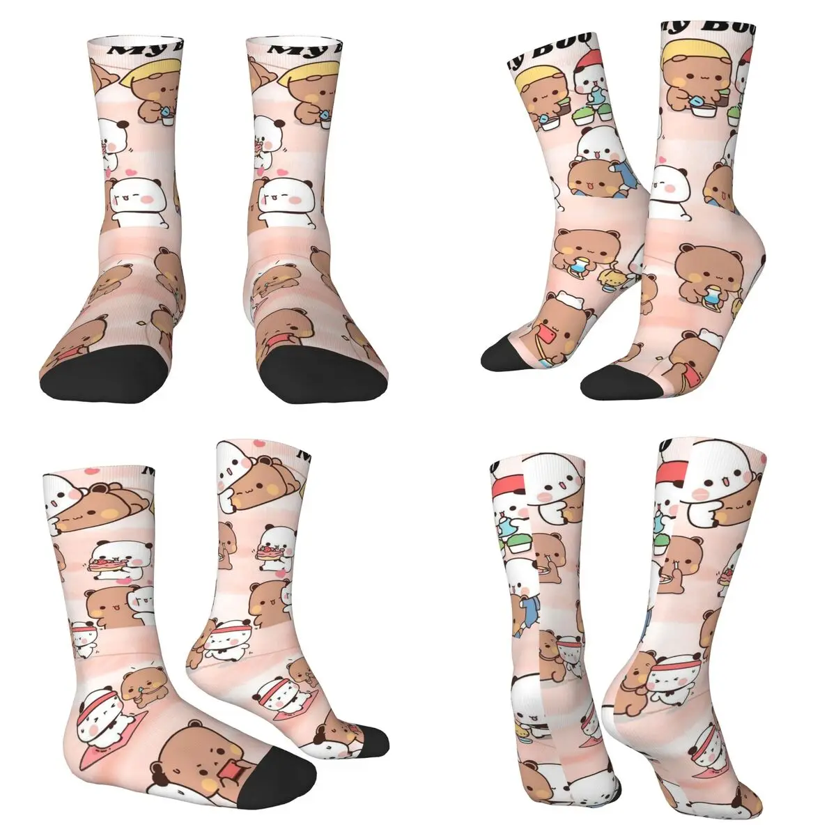 

Bubu Dudu Panda Bears с героями мультфильмов (1) носки Harajuku, высококачественные чулки, всесезонные длинные носки для мужчин и женщин, подарок на день рождения
