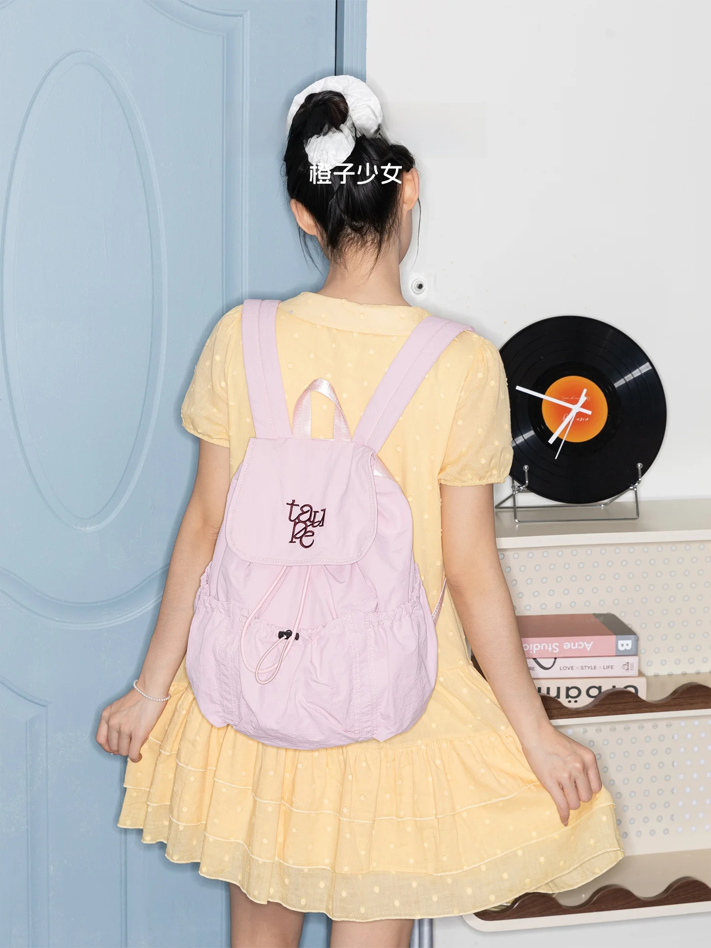 

Pink Large Capacity Backpack Orange Girl Korean Style Travel Lightweight Daily Commuting Versatile Backpack School Bag for Women