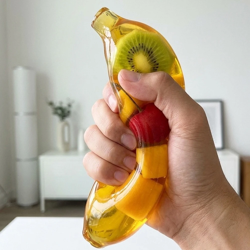 Riesige Bananen-Squishy als Stressabbau-Geschenk, Quetschbare Schreibtisch-Deko zur Angstlinderung, Flauschige Squishies mit Langsamer Rückfederung – Detail 1