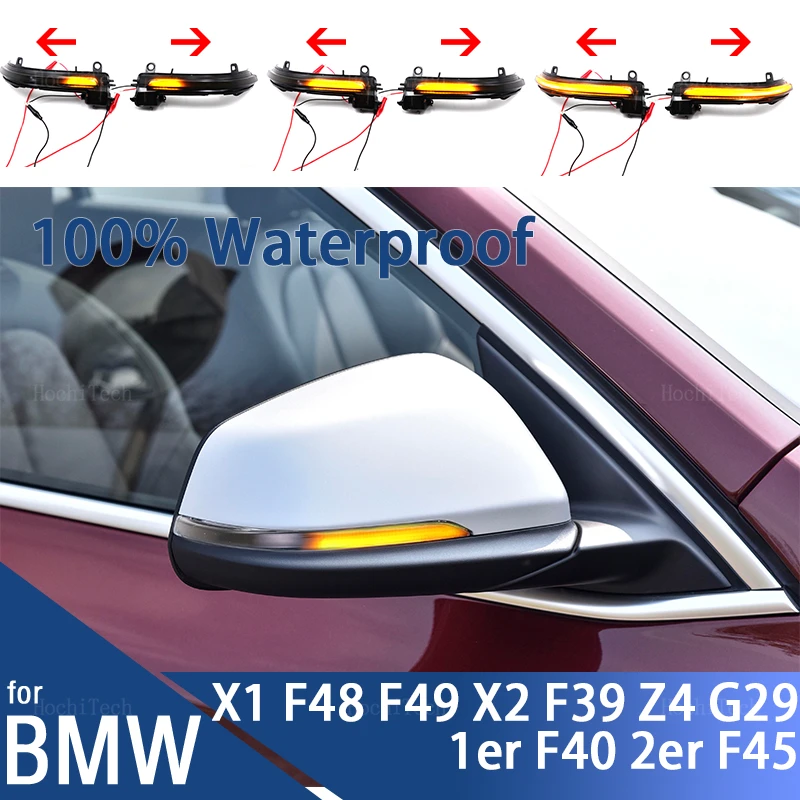 for BMW X1 F48 F49 X2 F39 1er F40 2er F45 F46    Dynamic Black LED Turn Signal Sequential Rearview Mirror Light